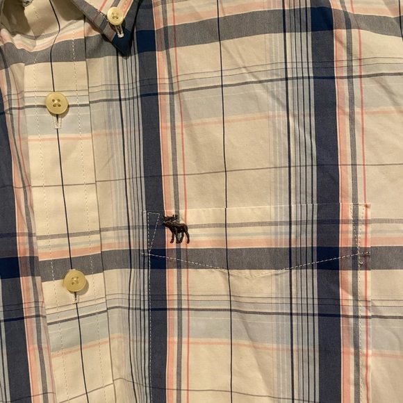 Abercrombie & Fitch Muscle Button Shirt Mens XXL Plaid Cotton Long Sleeve Pocket - Picture 5 of 8